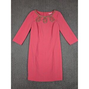 Lilly Pulitzer Womens Bronte Dress Size 4 Watermelon Pink Beaded Neckline *read*
